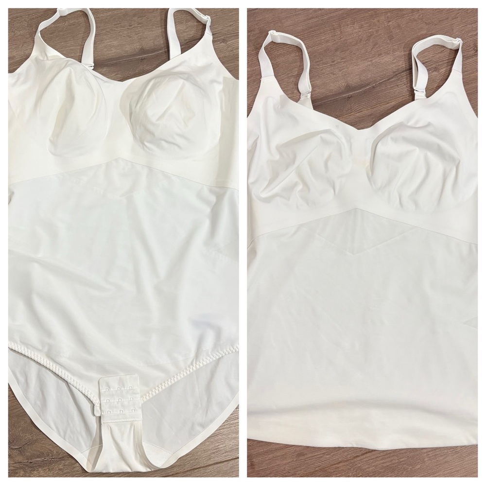 Honeylove 3X White Shapewear Bodysuit Bundle of 2 LiftWear Built-In Bra